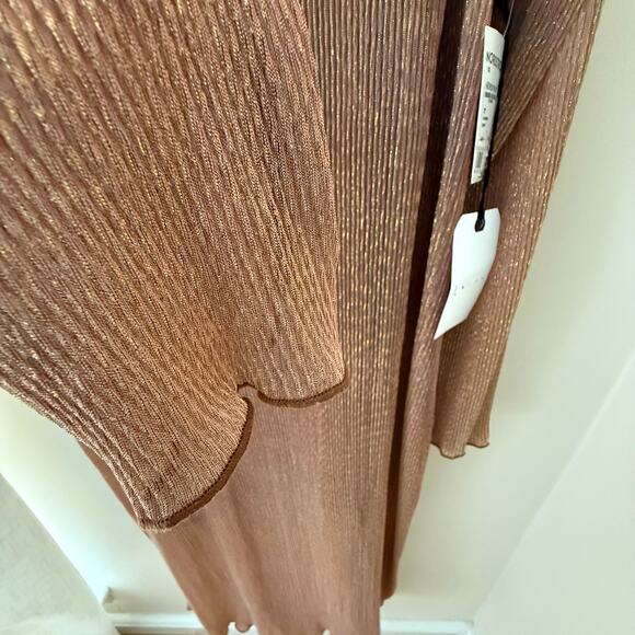 Leith Champagne Gold Long Sleeve Sheer Midi Dress Size 1X NWT Party Holiday NYE - Picture 7 of 16